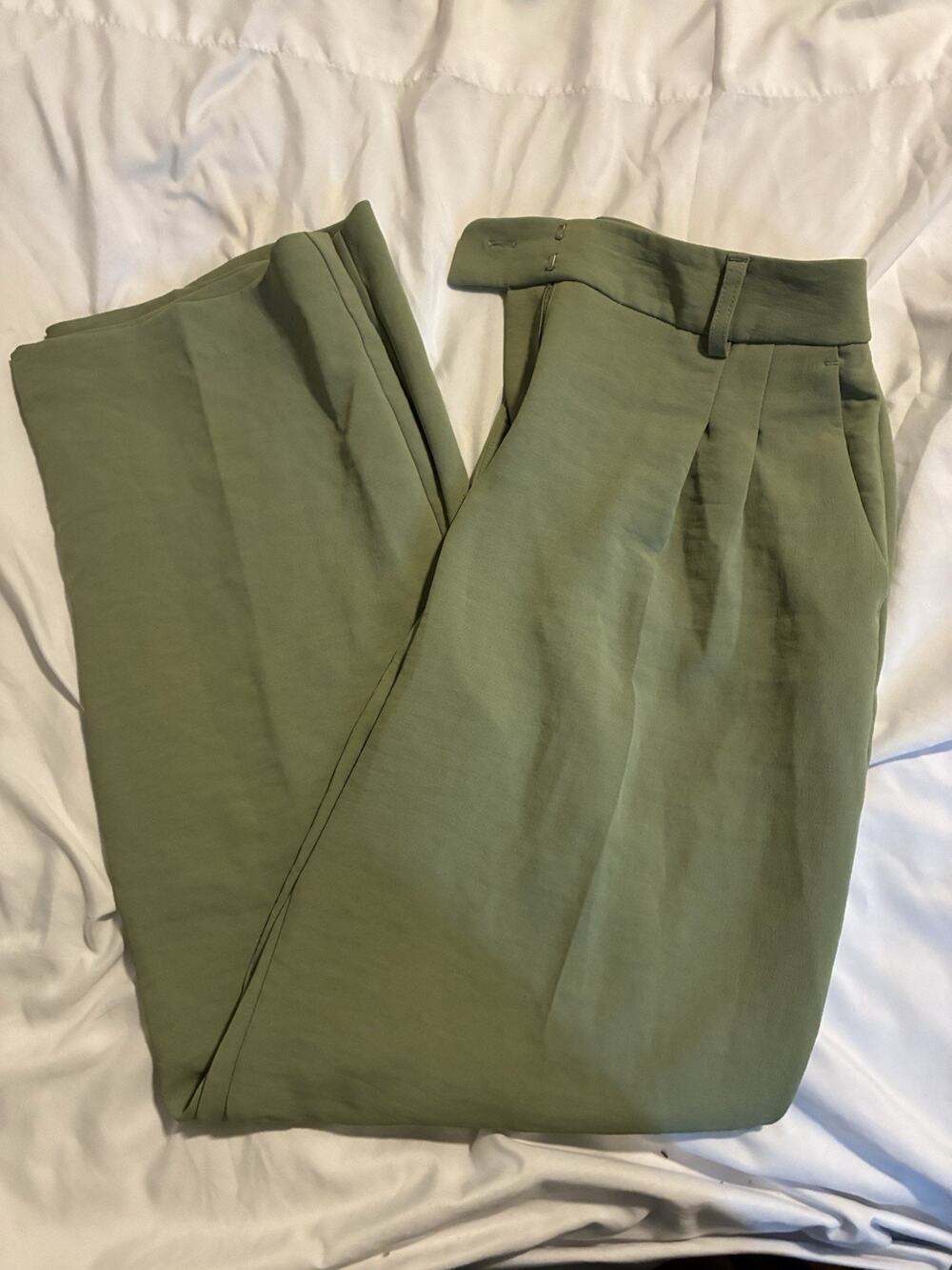 Christian Lacroix Women Zip Front High-Rise Straight Leg Pants Size 6Green